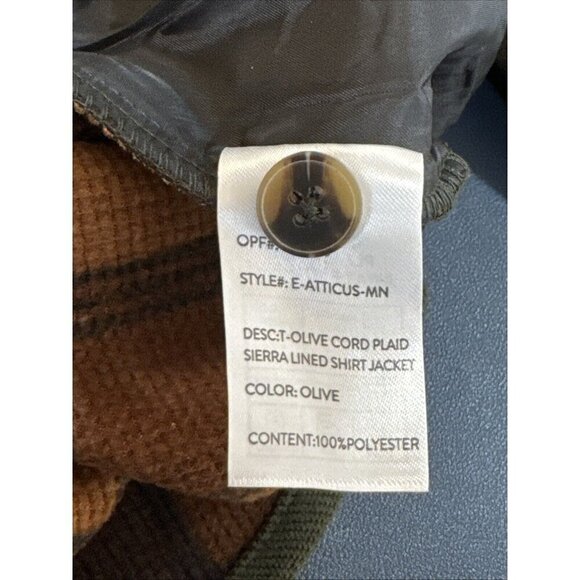 Outlander Atticus MN Men's M Shacket Corduroy Olive Pockets NWT - Picture 9 of 11